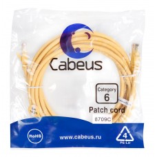 Патч-корд UTP, неэкранированный, категория 6, 5м, желтый, PVC, Cabeus, PC-UTP-RJ45-Cat.6-5m-YL