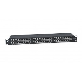 Патч-панель 19" (1U), 48 портов RJ-45, категория 6, Dual-IDC, экранированная, высокой плотности портов, задний кабельный органайзер, Cabeus, PLHD-48-Cat.6-SH-Dual IDC-1U