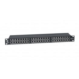 Патч-панель 19" (1U), 48 портов RJ-45, категория 5e, Dual-IDC, экранированная, высокой плотности портов, задний кабельный органайзер, Cabeus, PLHD-48-Cat.5e-SH-Dual IDC-1U