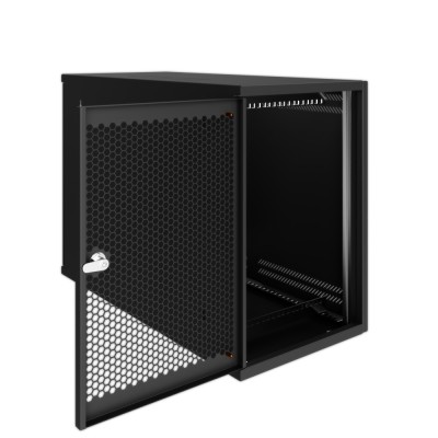 Шкаф серверный настенно-напольный KBOX 19" 7U 380x1000x570 (ШxГxВ) дверь перф.-перф. черный (RAL 9005), KBOX-38100.07.03.03-BK