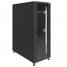 Шкаф телекоммуникационный напольный Prime 19" 33U 600x600x1580 (ШxГxВ) дверь стекло-металл черный (RAL 9005), SRM01-6060.33.02.01-BK