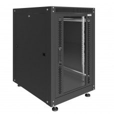 Шкаф телекоммуникационный напольный Lite 19" 12U 600x600x680 (ШxГxВ) дверь стекло-металл черный (RAL 9005), SRM02-6060.12.02.01-BK