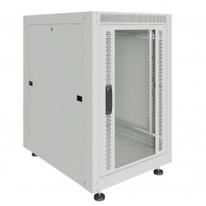 Шкаф телекоммуникационный напольный Lite 19" 12U 600x600x680 (ШxГxВ) дверь стекло-металл серый (RAL 7035), SRM02-6060.12.02.01-GY