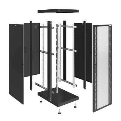 Шкаф телекоммуникационный напольный Lite 19" 18U 600x800x947 (ШxГxВ) дверь перф.-металл черный (RAL 9005), SRM02-6080.18.03.01-BK