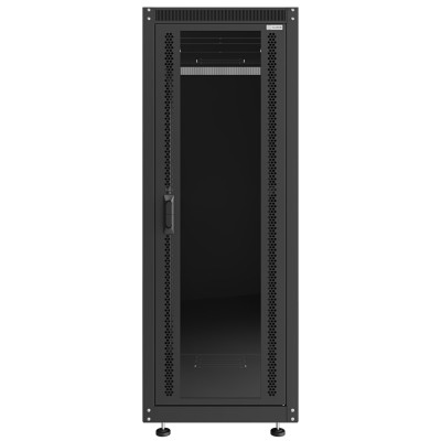 Шкаф телекоммуникационный напольный Lite 19" 22U 600x600x1125 (ШxГxВ) дверь стекло-металл черный (RAL 9005), SRM02-6060.22.02.01-BK