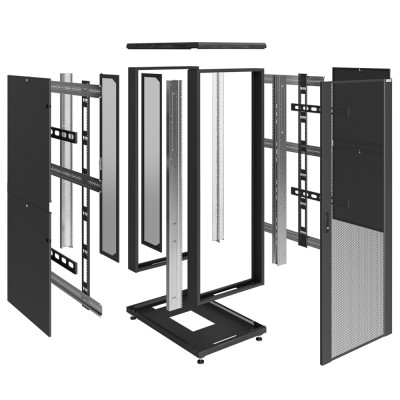 Шкаф телекоммуникационный серверный Server Line 19" 48U 750x1070, дверь двойная перфорированная, черный (RAL 9005), SRS05-75107.48.04.04-BK