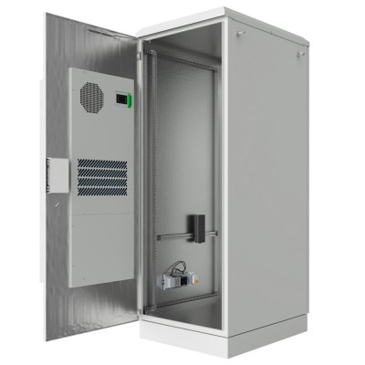 Шкаф климатический напольный ip54 19" 42U 600x830x2100 (ШxГxВ) серый (RAL 7035) (обогрев и кондиционер), SRT03-6080.42-GY-2500K1