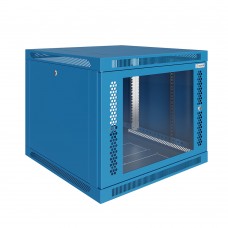 Шкаф телекоммуникационный настенный Prime 19" 9U 600x450x500 (ШxГxВ) дверь стекло синий (RAL 5017), SRW01-6045.09.02-BL