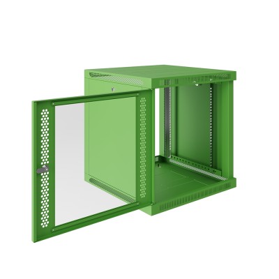 Шкаф телекоммуникационный настенный Prime 19" 12U 600x600x630 (ШxГxВ) дверь стекло зеленый (RAL 6018), SRW01-6060.12.02-GN