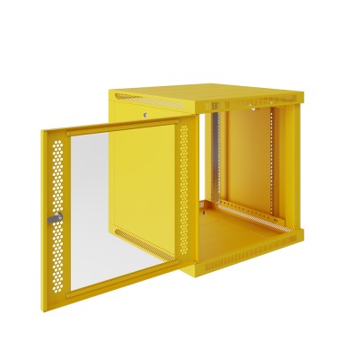 Шкаф телекоммуникационный настенный Prime 19" 12U 600x600x630 (ШxГxВ) дверь стекло желтый (RAL 1023), SRW01-6060.12.02-YL