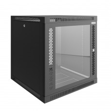 Шкаф телекоммуникационный настенный Prime 19" 12U 600x600x630 (ШxГxВ) дверь перф. черный (RAL 9005), SRW01-6060.12.03-BK