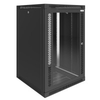Шкаф телекоммуникационный настенный Prime 19" 18U 600x600x900 (ШxГxВ) дверь стекло черный (RAL 9005), SRW01-6060.18.02-BK