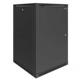 Шкаф телекоммуникационный настенный Prime 19" 18U 600x650x900 (ШxГxВ) дверь металл черный (RAL 9005), SRW01-6065.18.01-BK