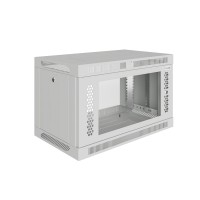 Шкаф телекоммуникационный настенный Prime 19" 6U 600x450x370 (ШxГxВ) дверь стекло серый (RAL 7035), SRW01-6045.06.02-GY