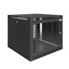 Шкаф телекоммуникационный настенный Prime 19" 9U 600x600x500 (ШxГxВ) дверь стекло черный (RAL 9005), SRW01-6060.09.02-BK