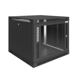 Шкаф телекоммуникационный настенный Prime 19" 9U 600x650x500 (ШxГxВ) дверь стекло черный (RAL 9005), SRW01-6065.09.02-BK