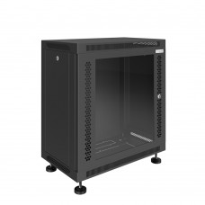 Шкаф телекоммуникационный настенно-напольный Univers 19" 12U 600x450x630 (ШxГxВ) дверь стекло черный (RAL 9005), SRW02-6045.12.02-BK