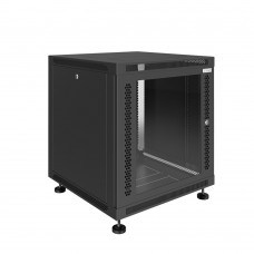 Шкаф телекоммуникационный настенно-напольный Univers 19" 12U 600x600x630 (ШxГxВ) дверь стекло черный (RAL 9005), SRW02-6060.12.02-BK