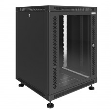 Шкаф телекоммуникационный настенно-напольный Univers 19" 15U 600x600x760 (ШxГxВ) дверь стекло черный (RAL 9005), SRW02-6060.15.02-BK