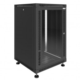 Шкаф телекоммуникационный настенно-напольный Univers 19" 18U 600x650x900 (ШxГxВ) дверь стекло черный (RAL 9005), SRW02-6065.18.02-BK