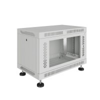 Шкаф телекоммуникационный настенно-напольный Univers 19" 6U 600x450x370 (ШxГxВ) дверь стекло серый (RAL 7035), SRW02-6045.06.02-GY