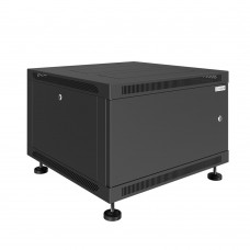Шкаф телекоммуникационный настенно-напольный Univers 19" 6U 600x600x370 (ШxГxВ) дверь металл черный (RAL 9005), SRW02-6060.06.01-BK