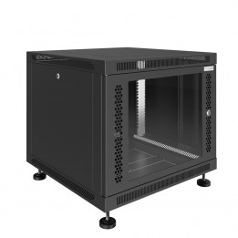 Шкаф телекоммуникационный настенно-напольный Univers 19" 9U 600x800x500 (ШxГxВ) дверь стекло черный (RAL 9005), SRW02-6080.09.02-BK