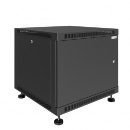 Шкаф телекоммуникационный настенно-напольный Univers 19" 9U 600x600x500 (ШxГxВ) дверь металл черный (RAL 9005), SRW02-6060.09.01-BK