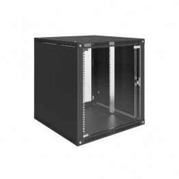 Шкаф телекоммуникационный настенный Lite 19" 12U 600x600x640 (ШxГxВ) дверь стекло черный (RAL 9005), SRW03-6060.12.02-BK