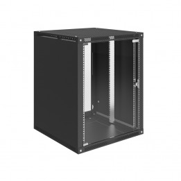 Шкаф телекоммуникационный настенный Lite 19" 15U 600x600x770 (ШxГxВ) дверь стекло черный (RAL 9005), SRW03-6060.15.02-BK