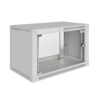 Шкаф телекоммуникационный настенный Lite 19" 6U 600x450x370 (ШxГxВ) дверь стекло серый (RAL 7035), SRW03-6045.06.02-GY