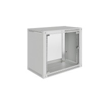 Шкаф телекоммуникационный настенный Lite 19" 9U 600x450x505 (ШxГxВ) дверь стекло серый (RAL 7035), SRW03-6045.09.02-GY