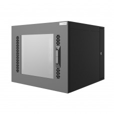 Шкаф телекоммуникационный настенный двухсекционный Double 19" 9U 600x600x470 (ШxГxВ) дверь стекло черный (RAL 9005), SRW05-6060.09.02-BK