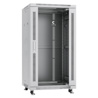Шкаф телекоммуникационный напольный 19" 22U 600x600, дверь стекло, серый (RAL 7035), Cabeus SH-05C-22U60/60