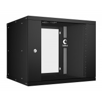 Шкаф телекоммуникационный настенный 19" 9U 550x450, дверь стекло, черный (RAL 9004), Cabeus WSC-05D-9U55/45-BK