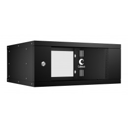 Шкаф телекоммуникационный настенный 19" 4U 550x450, дверь стекло, черный (RAL 9004), Cabeus WSC-05D-4U55/45-BK