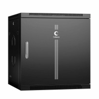 Шкаф телекоммуникационный настенный 19" 12U 600x450, дверь металл, черный (RAL 9004), Cabeus SH-05F-12U60/45m-R-BK