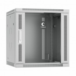 Шкаф телекоммуникационный настенный 19" 12U 600x600, дверь стекло, серый (RAL 7035), Cabeus SH-05F-12U60/60-R