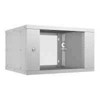 Шкаф телекоммуникационный настенный 19" 6U 550x450, дверь стекло, серый (RAL 7035), Cabeus WSC-05D-6U55/45