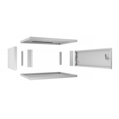 Шкаф телекоммуникационный настенный 19" 4U 550x450, дверь металл, серый (RAL 7035), Cabeus WSC-05D-4U55/45m