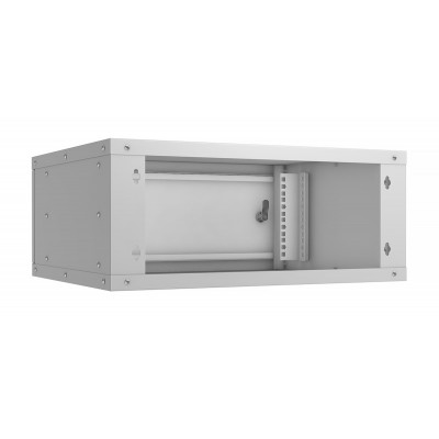 Шкаф телекоммуникационный настенный 19" 4U 550x450, дверь металл, серый (RAL 7035), Cabeus WSC-05D-4U55/45m