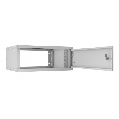 Шкаф телекоммуникационный настенный 19" 4U 550x450, дверь металл, серый (RAL 7035), Cabeus WSC-05D-4U55/45m