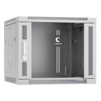 Шкаф телекоммуникационный настенный 19" 9U 600x600, дверь стекло, серый (RAL 7035), Cabeus SH-05F-9U60/60
