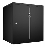 Шкаф телекоммуникационный настенный 19" 12U 550x450, дверь металл, черный (RAL 9004), Cabeus WSC-05D-12U55/45m-BK
