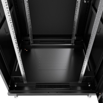 Шкаф телекоммуникационный напольный 19" 47U 800x800, дверь стекло, черный (RAL 9004), Cabeus SH-05C-47U80/80-BK