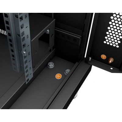 Шкаф телекоммуникационный напольный 19" 47U 800x800, дверь стекло, черный (RAL 9004), Cabeus SH-05C-47U80/80-BK