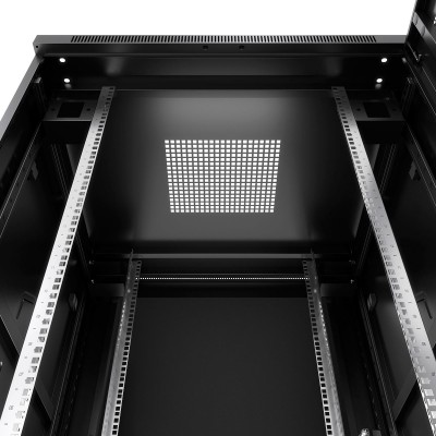 Шкаф телекоммуникационный напольный 19" 47U 800x800, дверь стекло, черный (RAL 9004), Cabeus SH-05C-47U80/80-BK