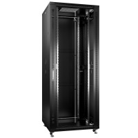 Шкаф телекоммуникационный напольный 19" 42U 800x800, дверь стекло, черный (RAL 9004), Cabeus SH-05C-42U80/80-BK
