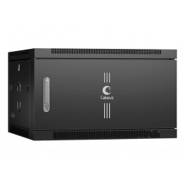 Шкаф телекоммуникационный настенный 19" 6U 600x350, дверь металл, черный (RAL 9004), Cabeus SH-05F-6U60/35m-BK