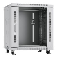 Шкаф телекоммуникационный напольный 19" 12U 600x600, дверь стекло, серый (RAL 7035), Cabeus SH-05C-12U60/60